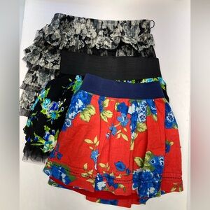 Women’s Ruffled/Floral Mini Skirts (Set of 3), Large, Multicolored